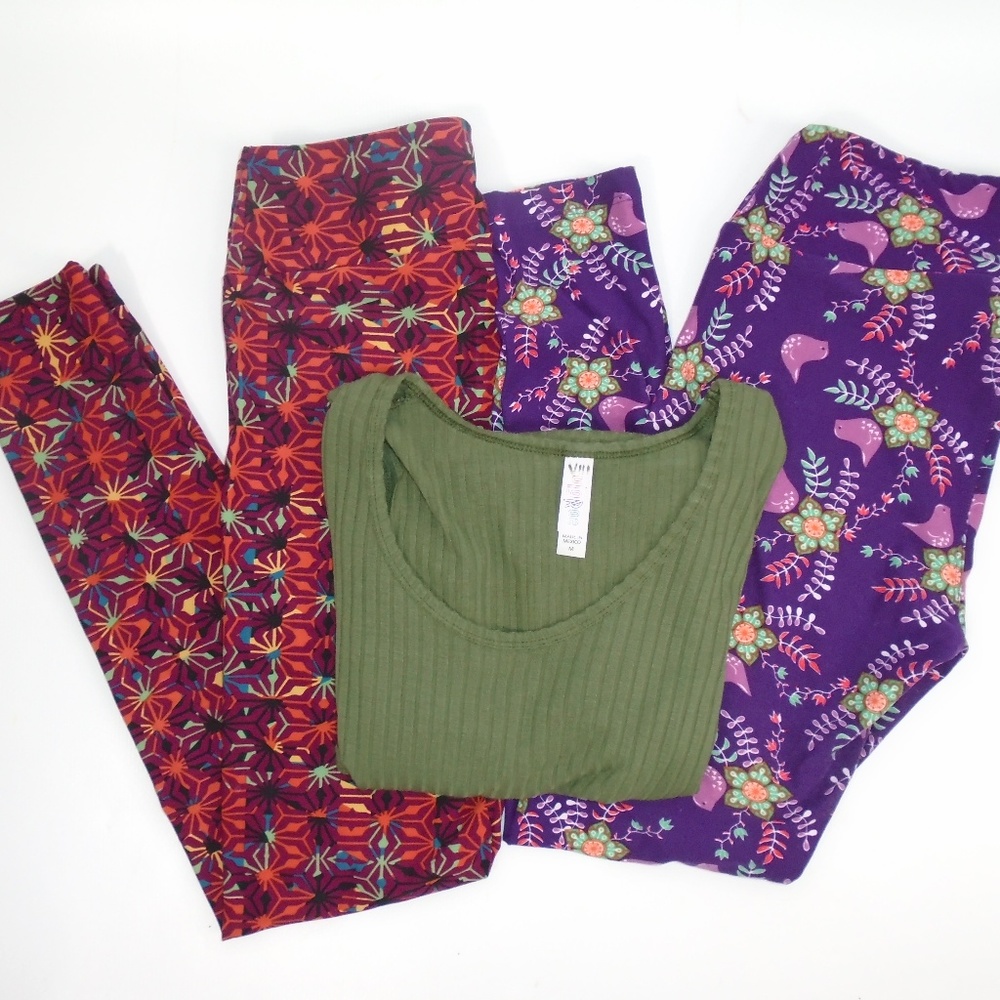 LulaRoe Lot of 3 Leggings One Size Classic Top Med